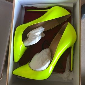 Louboutin Pigalle Neon Yellow/Green - Size 37.5
